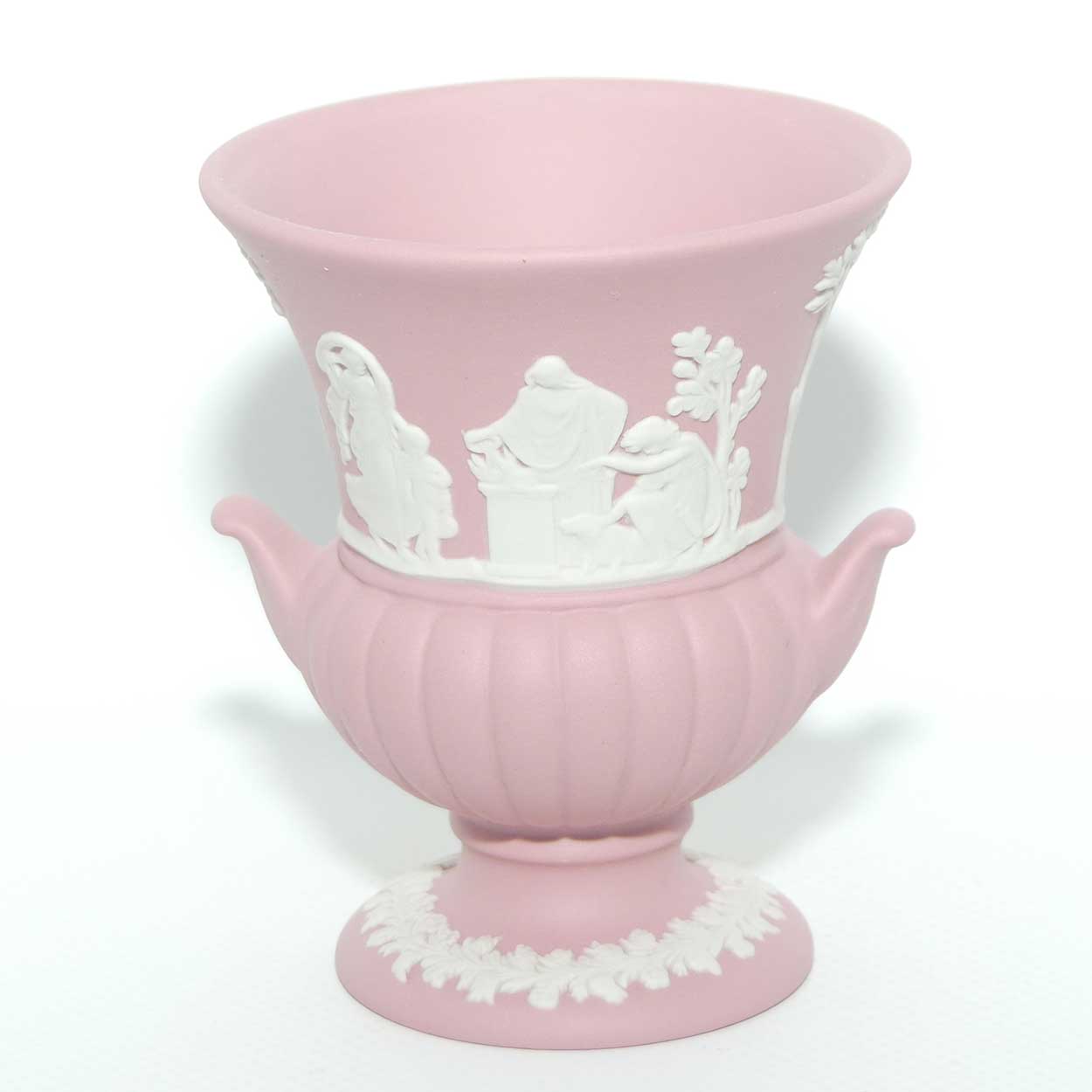 Wedgwood Jasper | White on Pink | Maidens Campagna shape vase