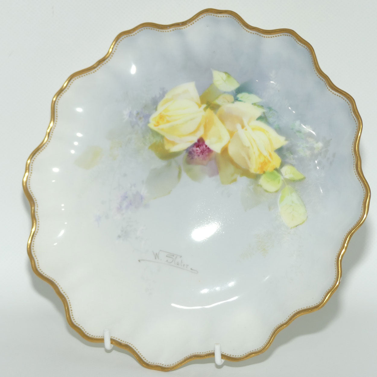 Royal Doulton hand painted Yellow Roses plate (Slater)