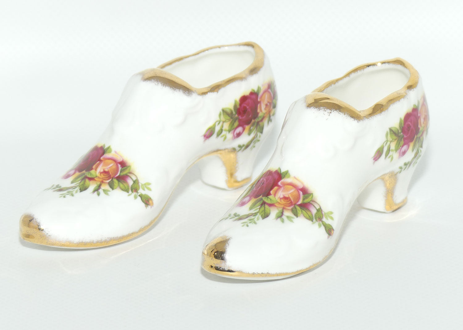 Royal Albert Bone China England Old Country Roses Pair of Slippers | early stamp