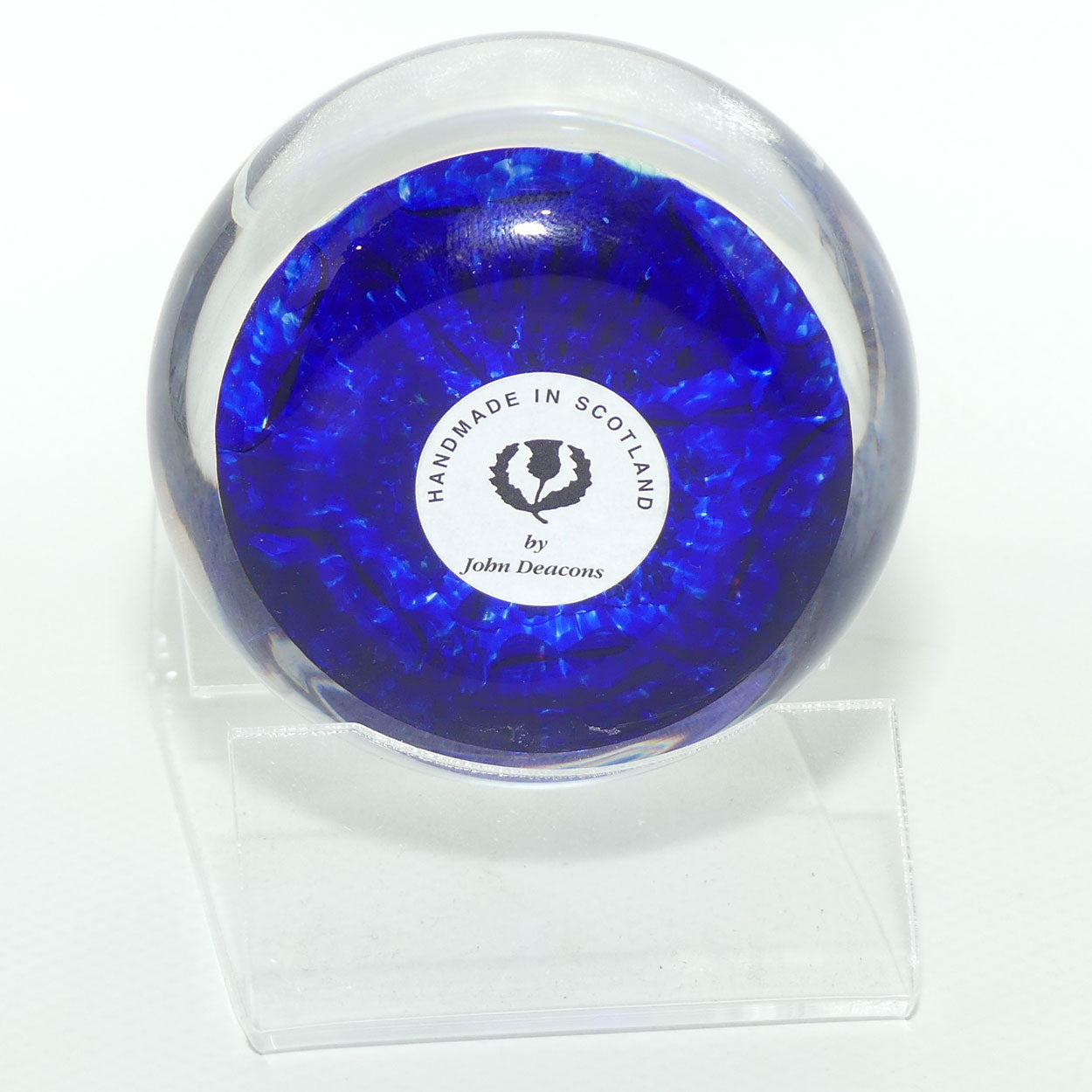 John Deacons Scotland Millefiori Triple Spoke Hub small paperweight | Blue