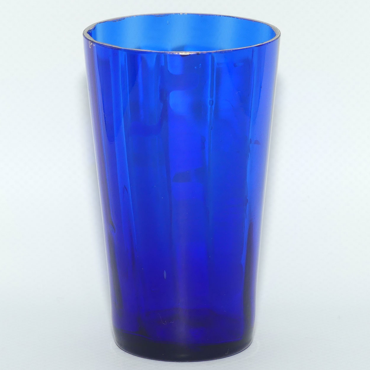 Victorian Cobalt Blue Mary Gregory handled tumbler | #2 | Boy with Flower