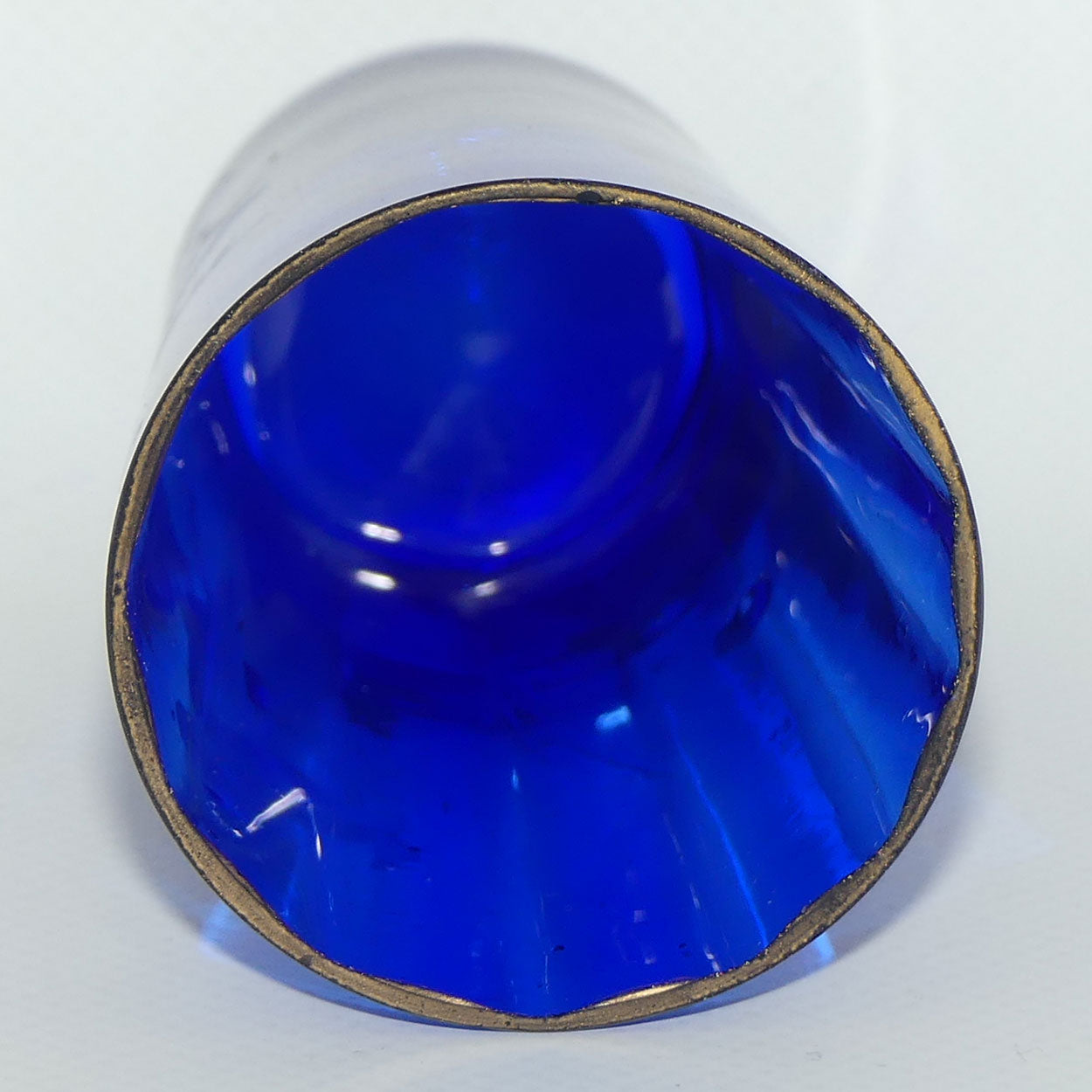 Victorian Cobalt Blue Mary Gregory handled tumbler | #2 | Boy with Flower