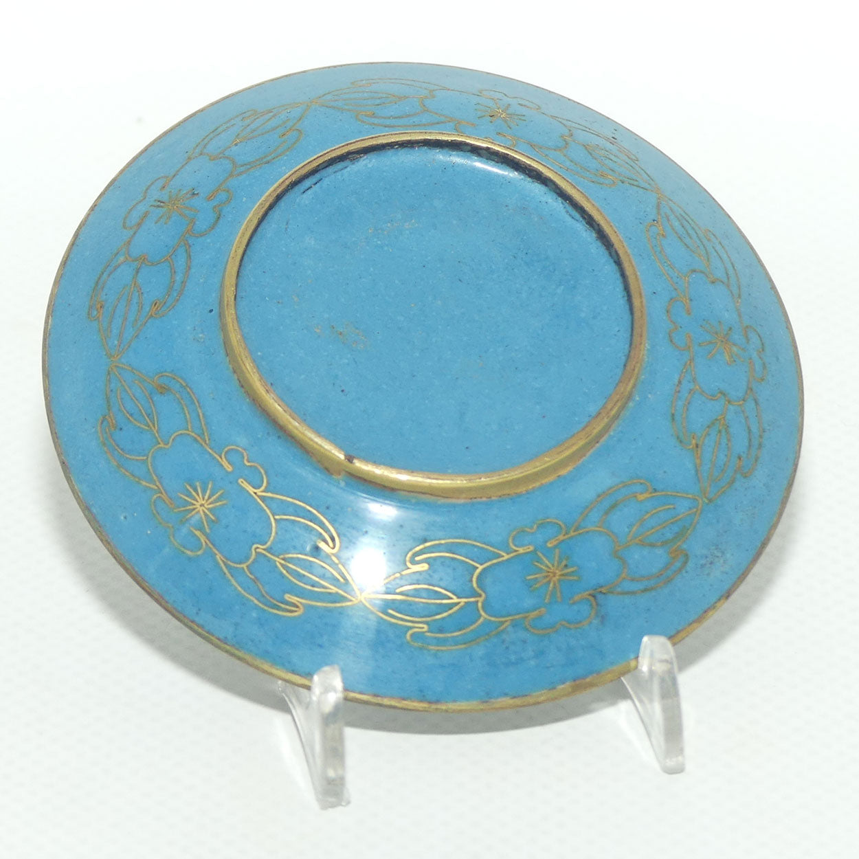 Cloisonne Pin Dish | Blue Ground | Floral motif | 8cm diam