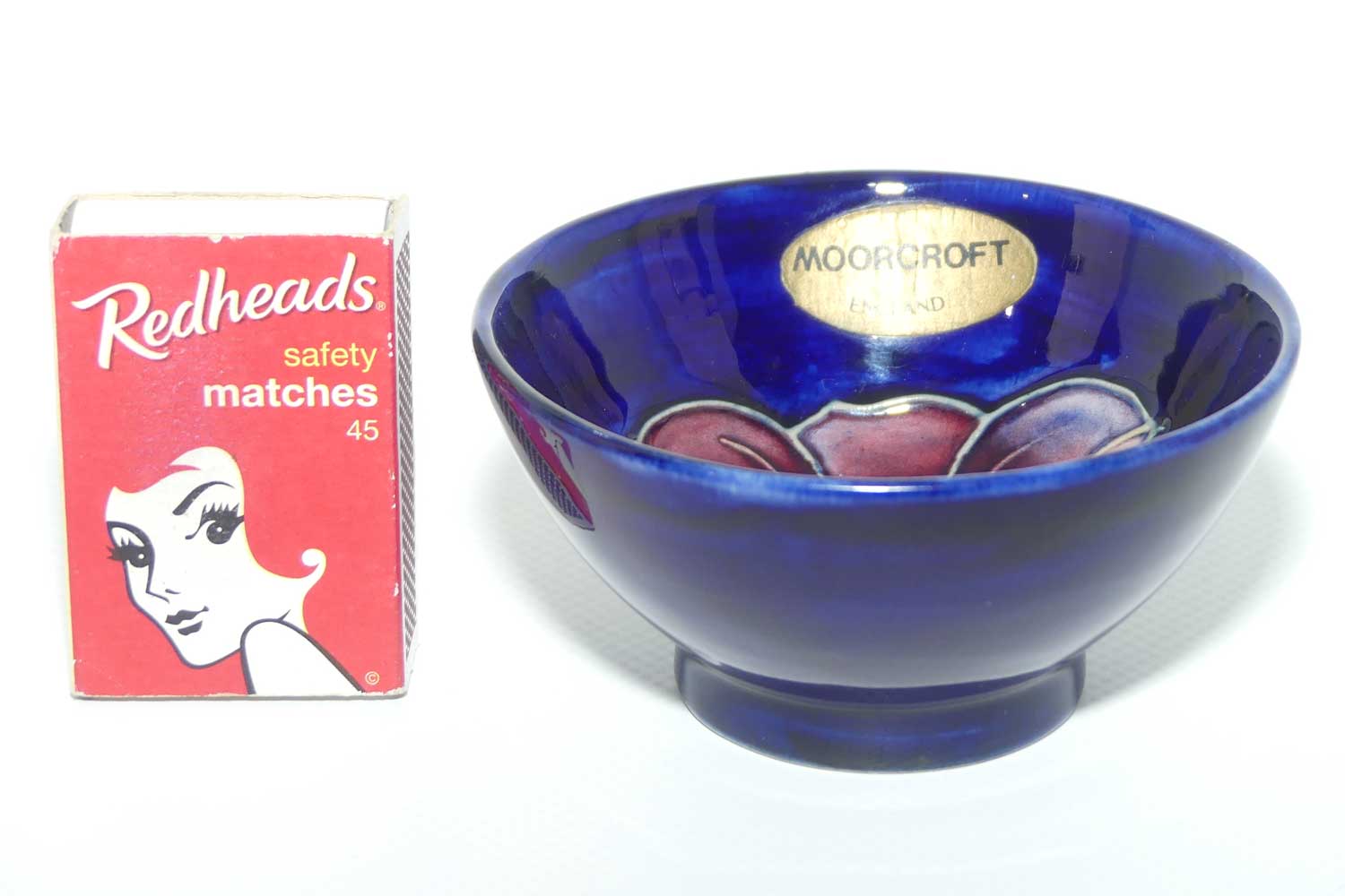 Walter Moorcroft Clematis with Blue ground footed bowl | 8.7cm diam