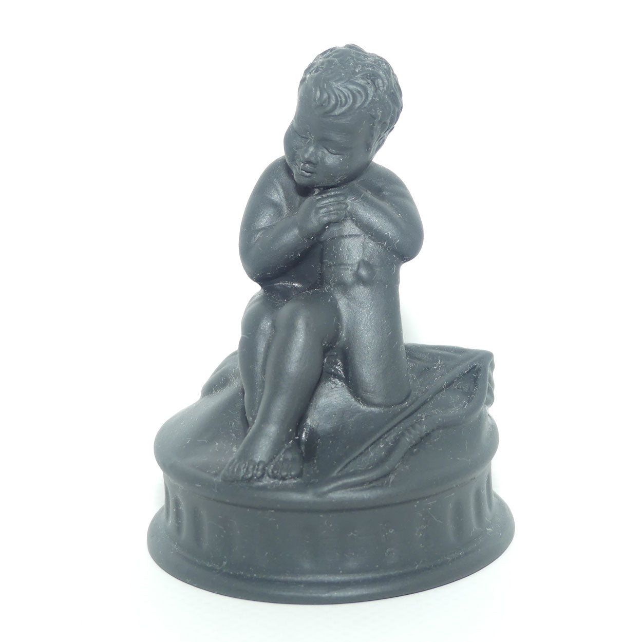 Wedgwood Basalt small figure | Cupid seated Resting against Quiver | Bow beside