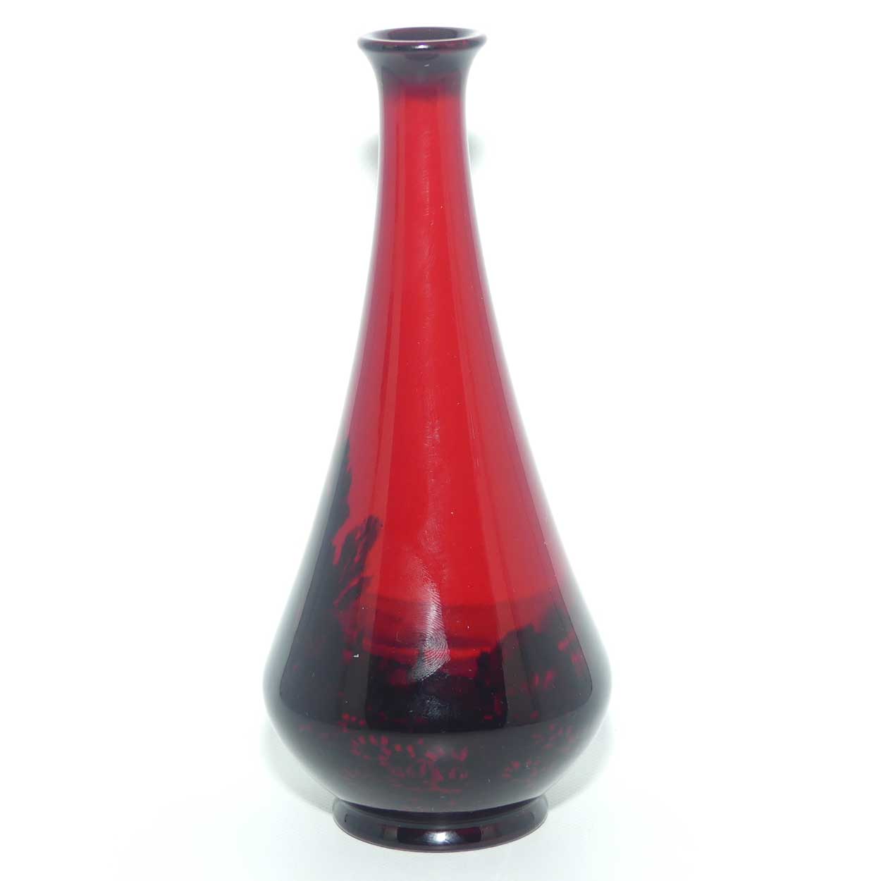 Royal Doulton Flambe small tapering vase | Thatched Cottage Farmhouse and Daisies | signed FM Moore