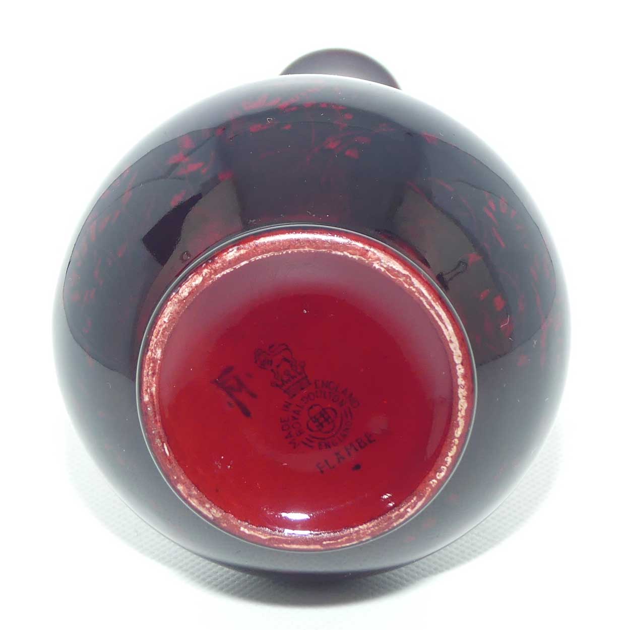 Royal Doulton Flambe small tapering vase | Thatched Cottage Farmhouse and Daisies | signed FM Moore