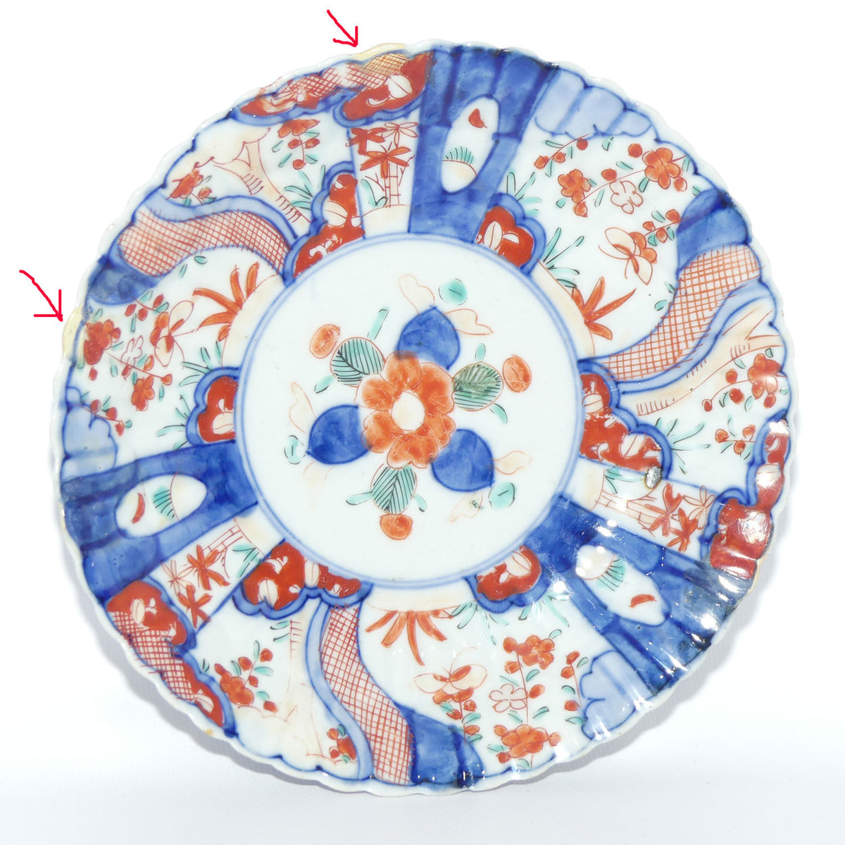 Japanese Imari hand painted cabinet plate c.1900 | Fluted Rim | 19cm diam
