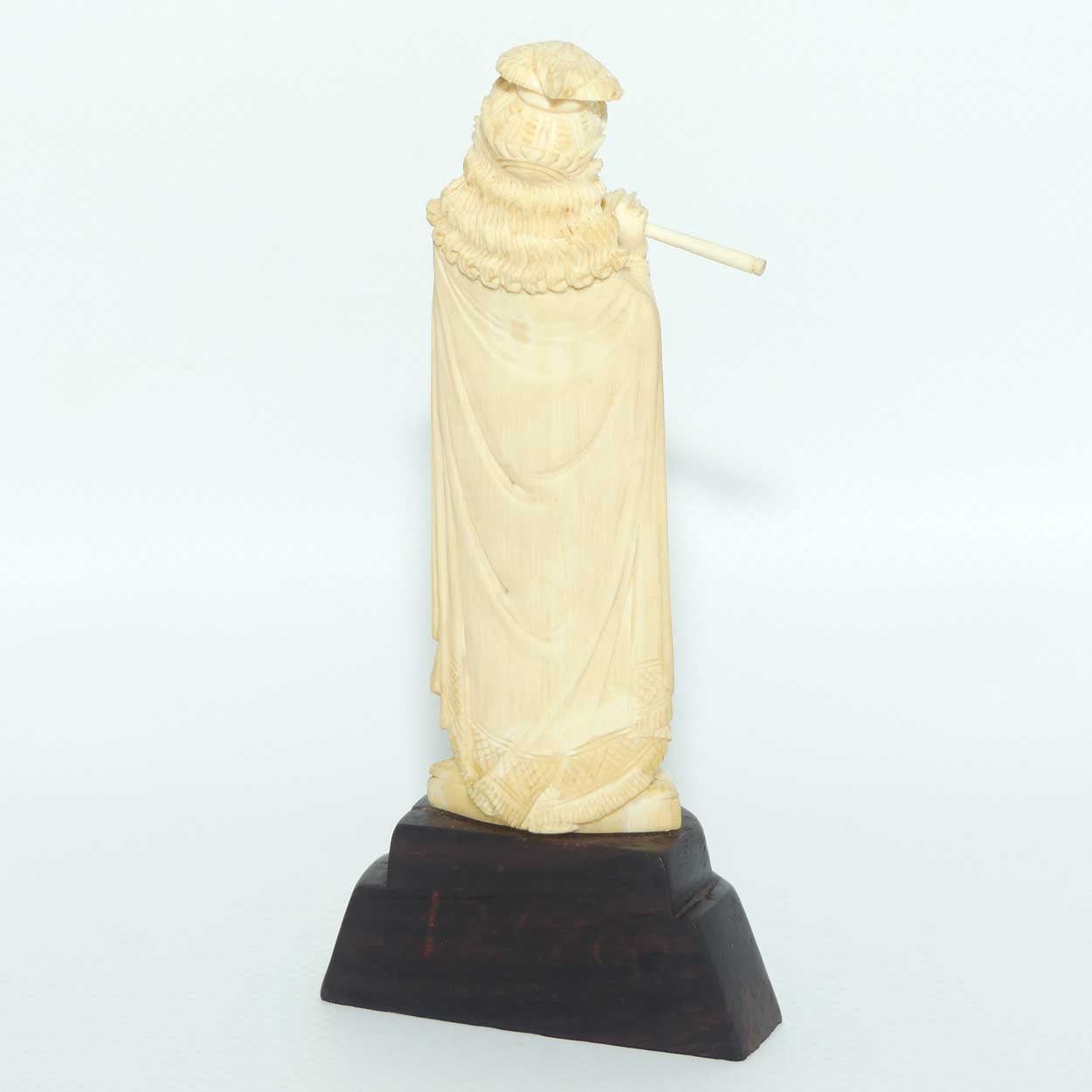 Carved Ivory Figure on Rosewood base | Krishna playing Flute | 13cm