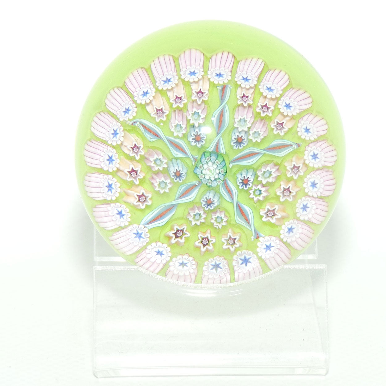 John Deacons Scotland Millefiori 5 Spoke small paperweight | Lime