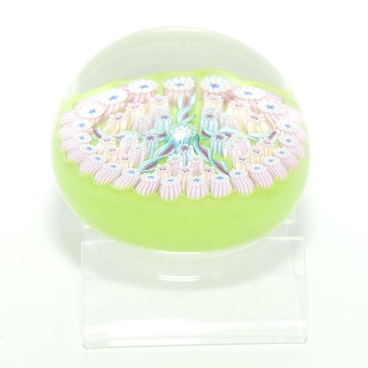 John Deacons Scotland Millefiori 5 Spoke small paperweight | Lime