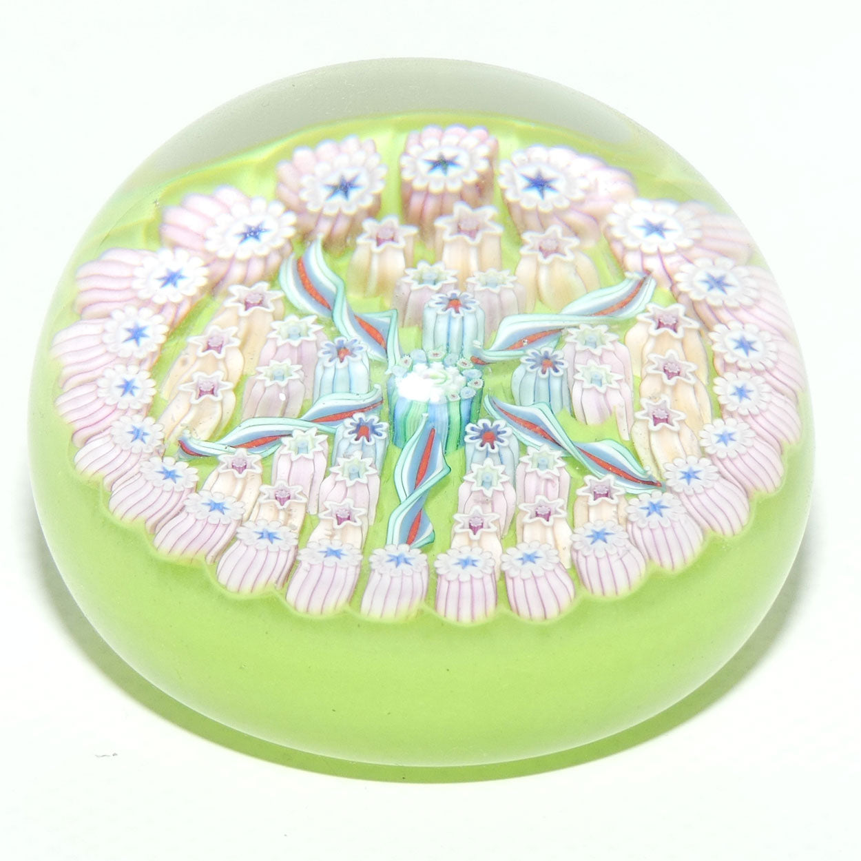 John Deacons Scotland Millefiori 5 Spoke small paperweight | Lime