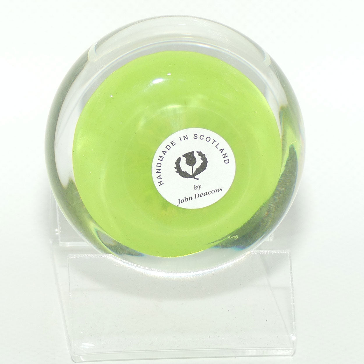 John Deacons Scotland Millefiori 5 Spoke small paperweight | Lime