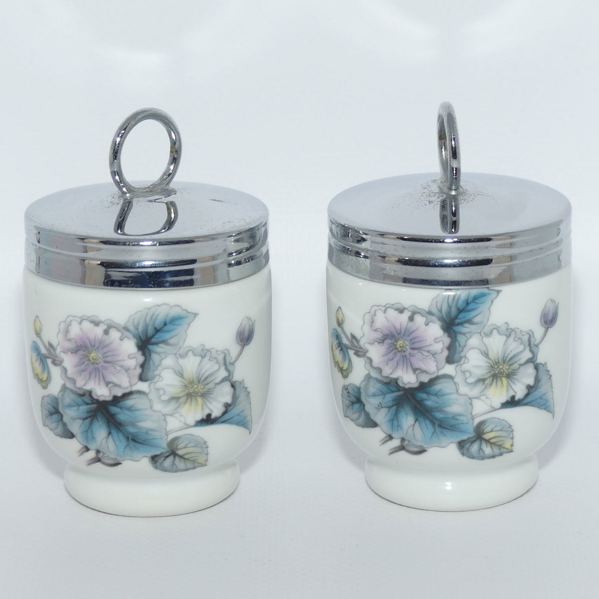 Royal Worcester Floral decorated pair of egg coddlers | Boxed