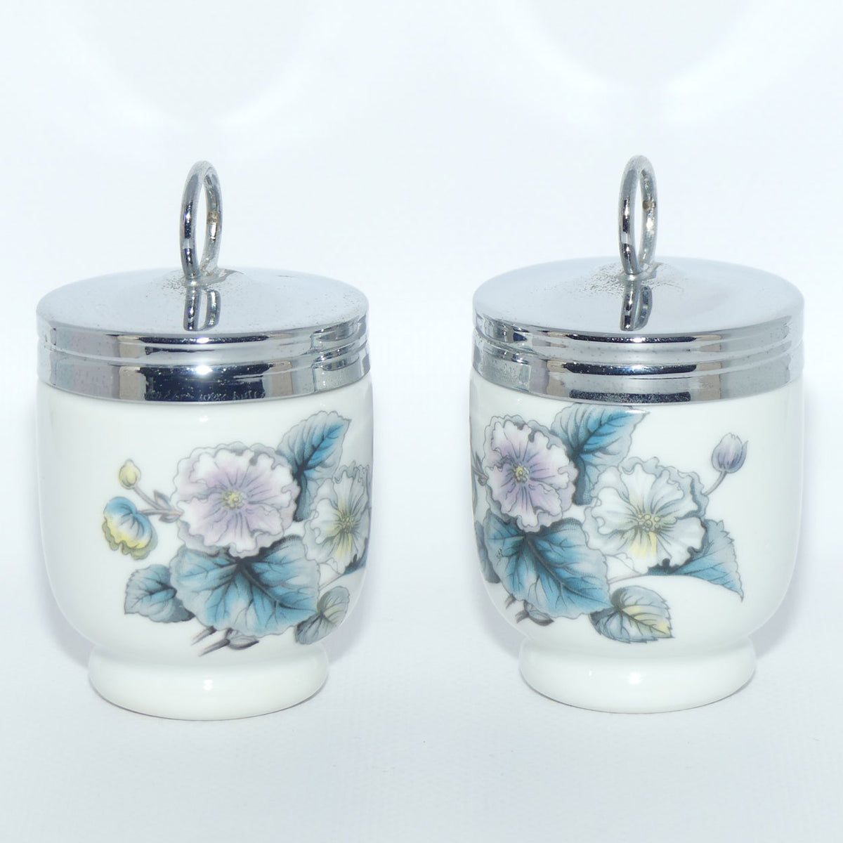 Royal Worcester Floral decorated pair of egg coddlers | Boxed