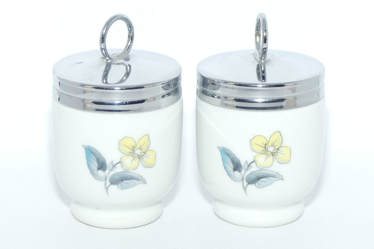 Royal Worcester Floral decorated pair of egg coddlers | Boxed