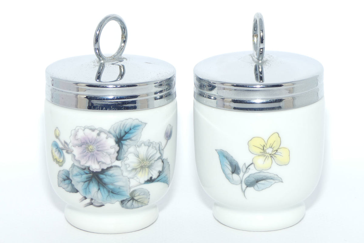 Royal Worcester Floral decorated pair of egg coddlers | Boxed