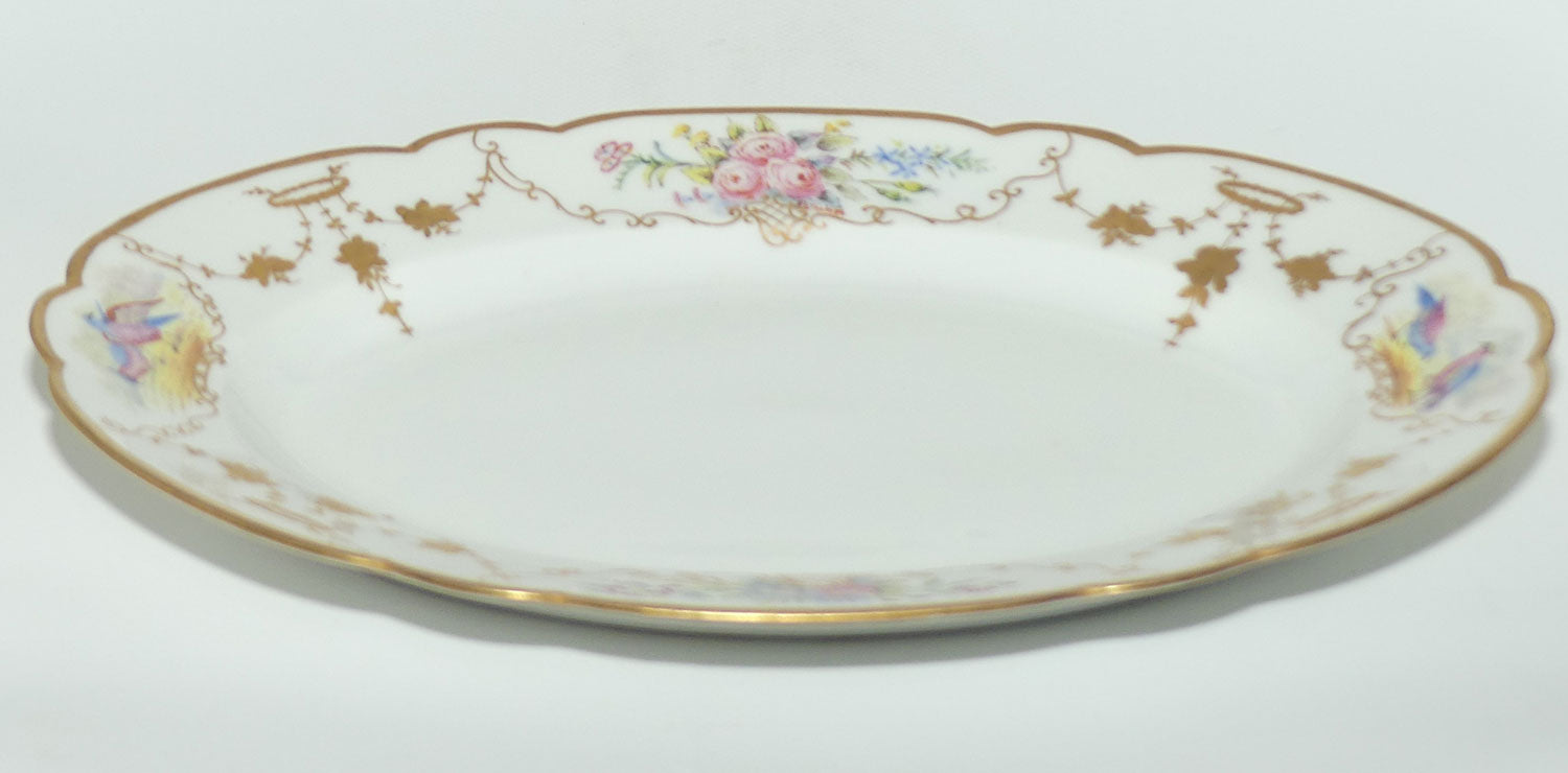 Early Australian China Painted small meat platter decorated with Asiatic Pheasants | 28.5cm | by Ethel L Thomas 1910