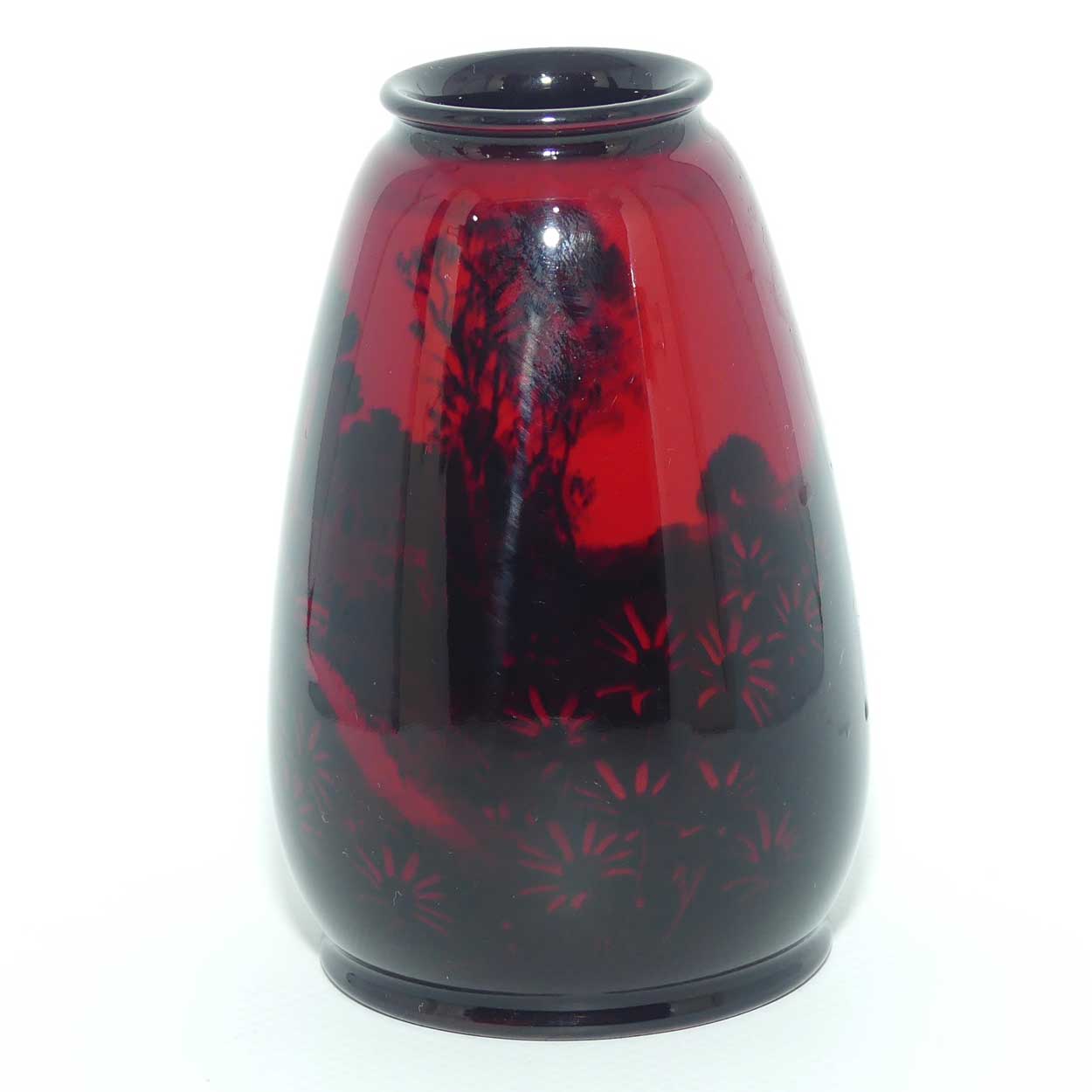 Royal Doulton Flambe small tapered vase | Country Laneway scene | 10cm