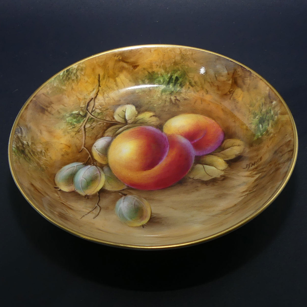 Royal Worcester hand painted fruit pin dish | J Smith