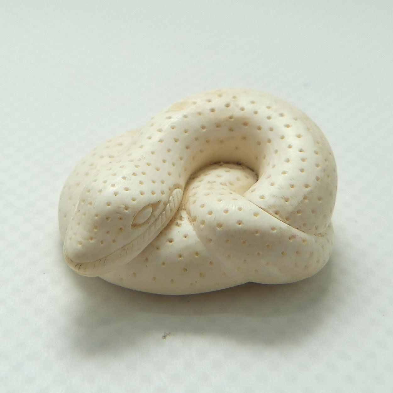 Japanese Carved Ivory miniature Okimono | Snake Curled