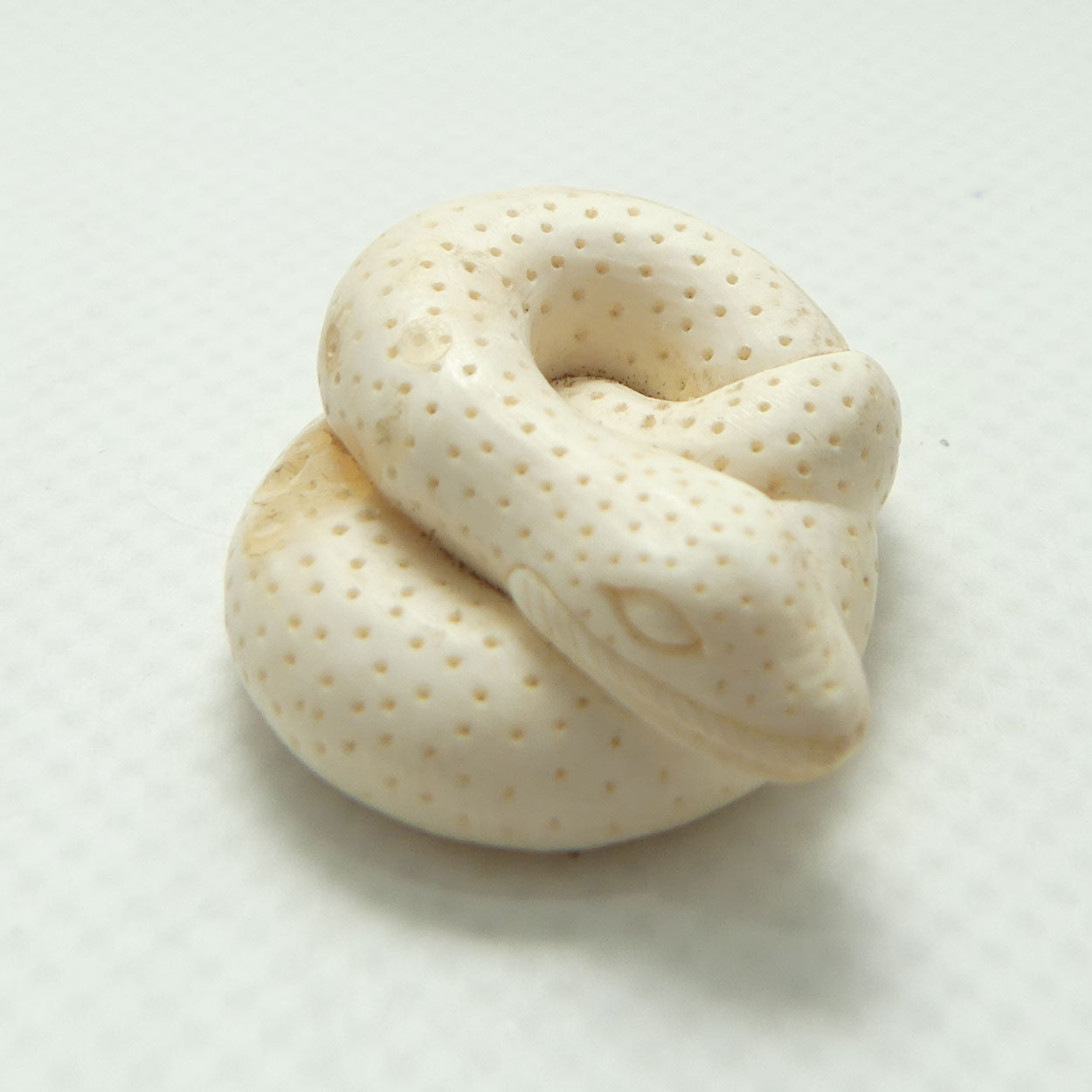 Japanese Carved Ivory miniature Okimono | Snake Curled