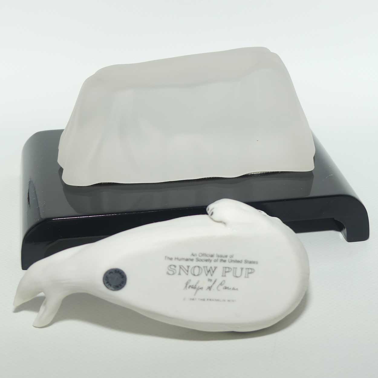 Franklin Mint | Snow Pup figure on base and plinth | Humane Society