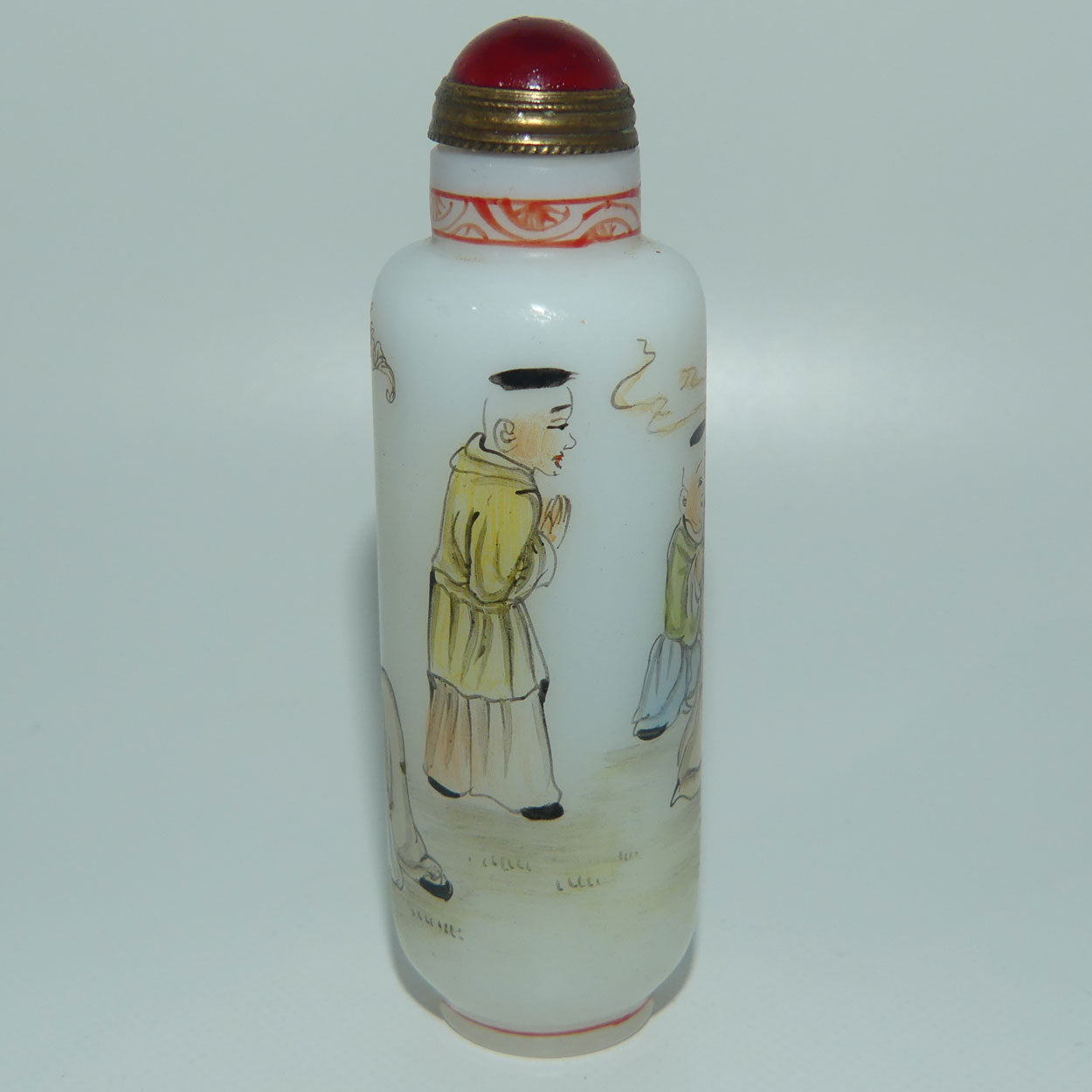 Chinese Hand Painted on Outside of Glass snuff bottle | Elders