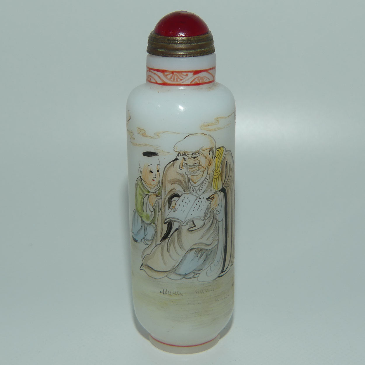 Chinese Hand Painted on Outside of Glass snuff bottle | Elders