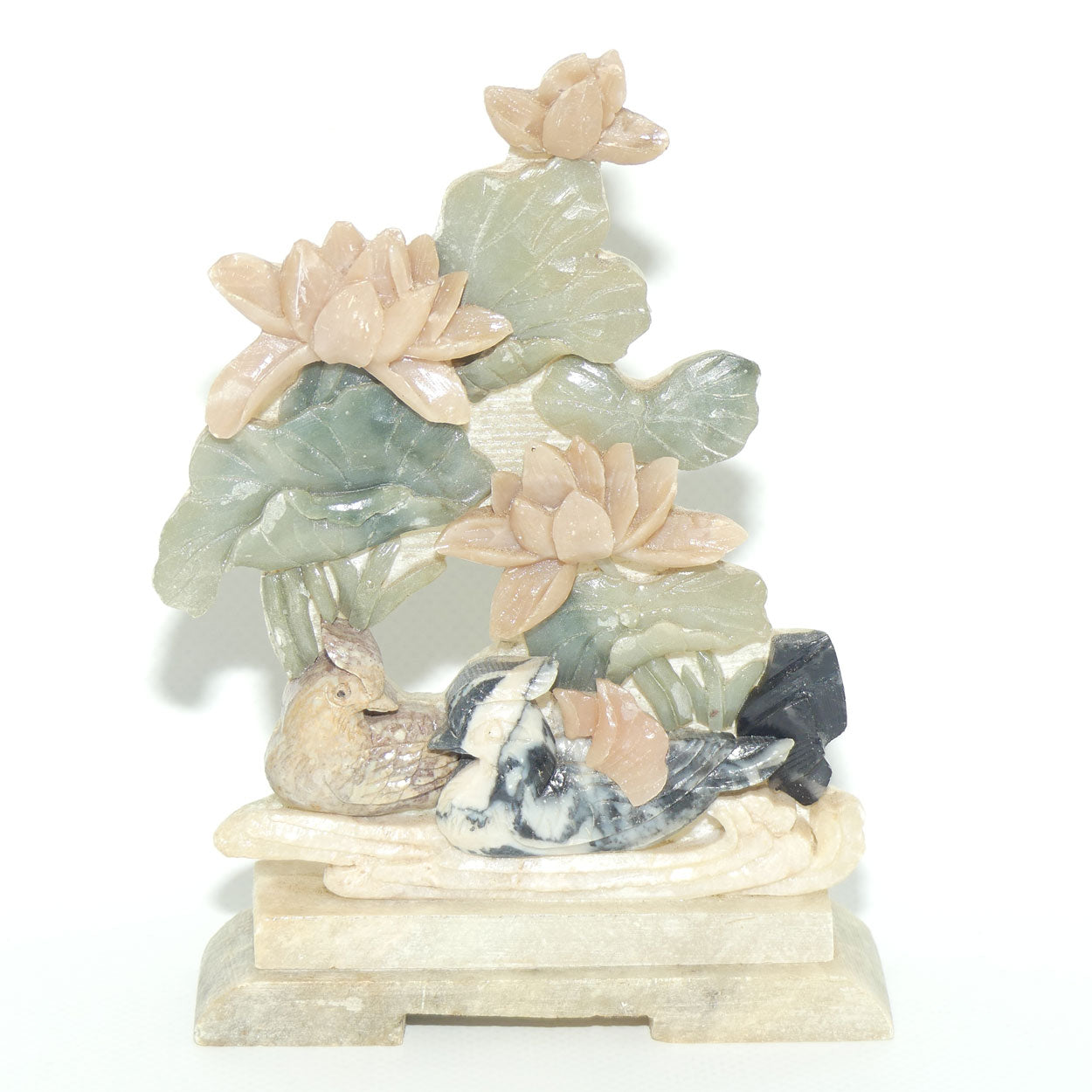 Mid 20th Century Chinese Colourful Soapstone panel | Birds and Flowers