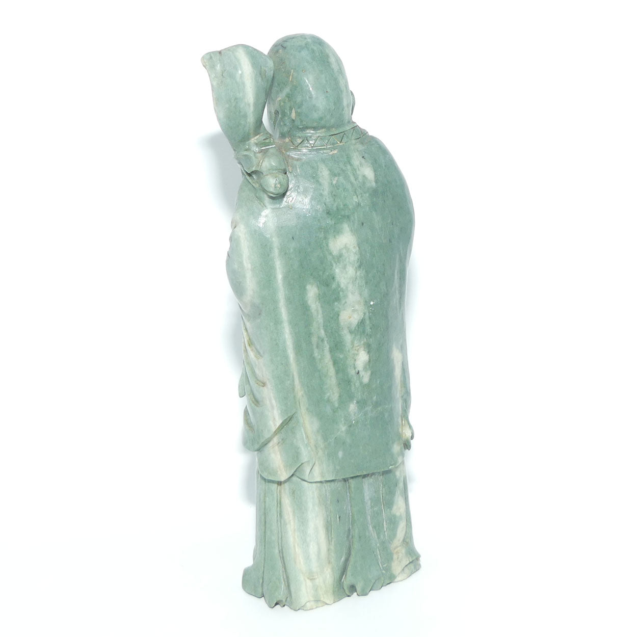 Early 20th Century Chinese Green Soapstone Figure of Shouxing | Shou Hsing
