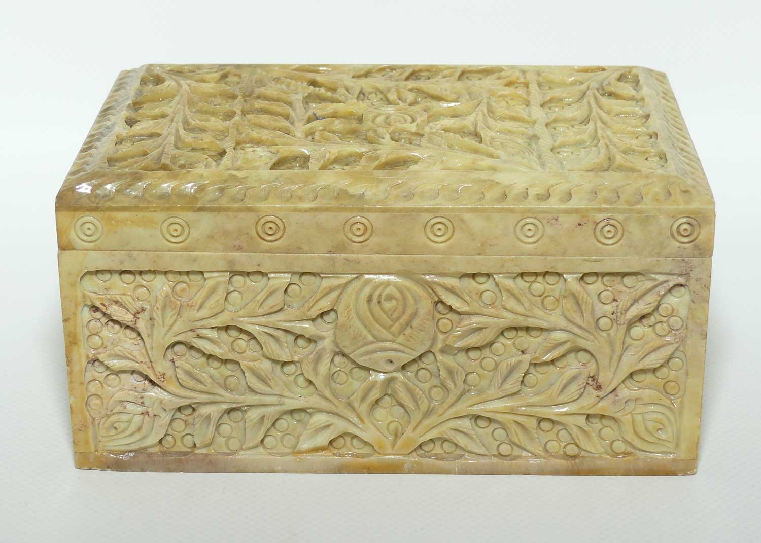 Carved Soapstone Trinket box | Floral Decoration
