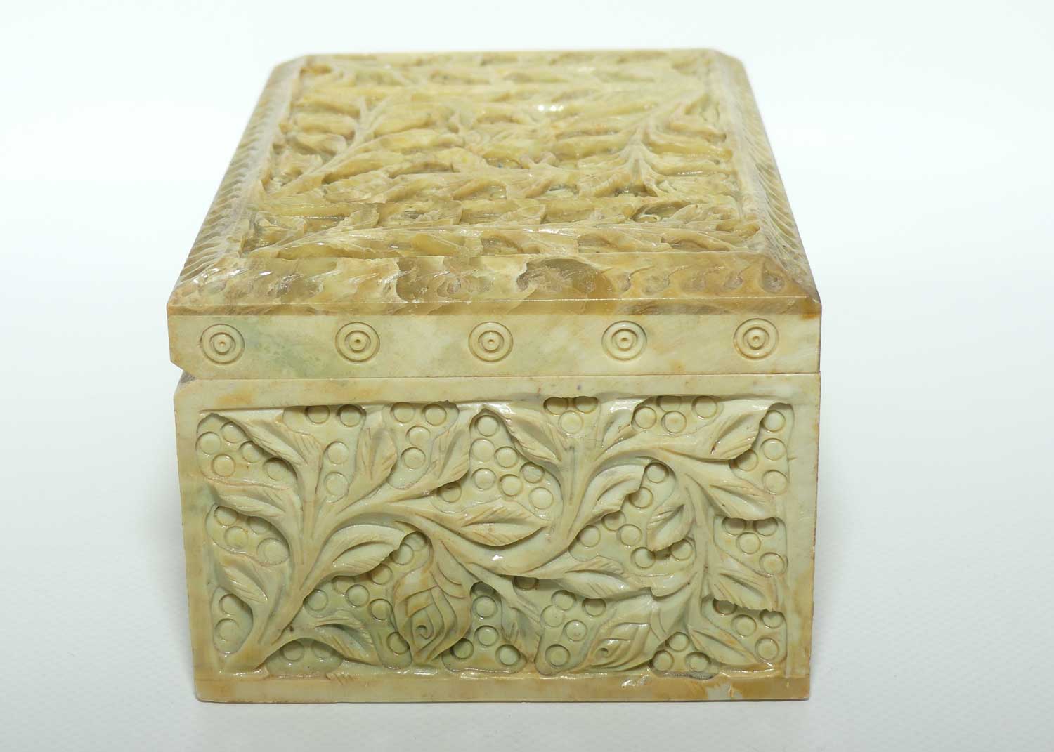 Carved Soapstone Trinket box | Floral Decoration