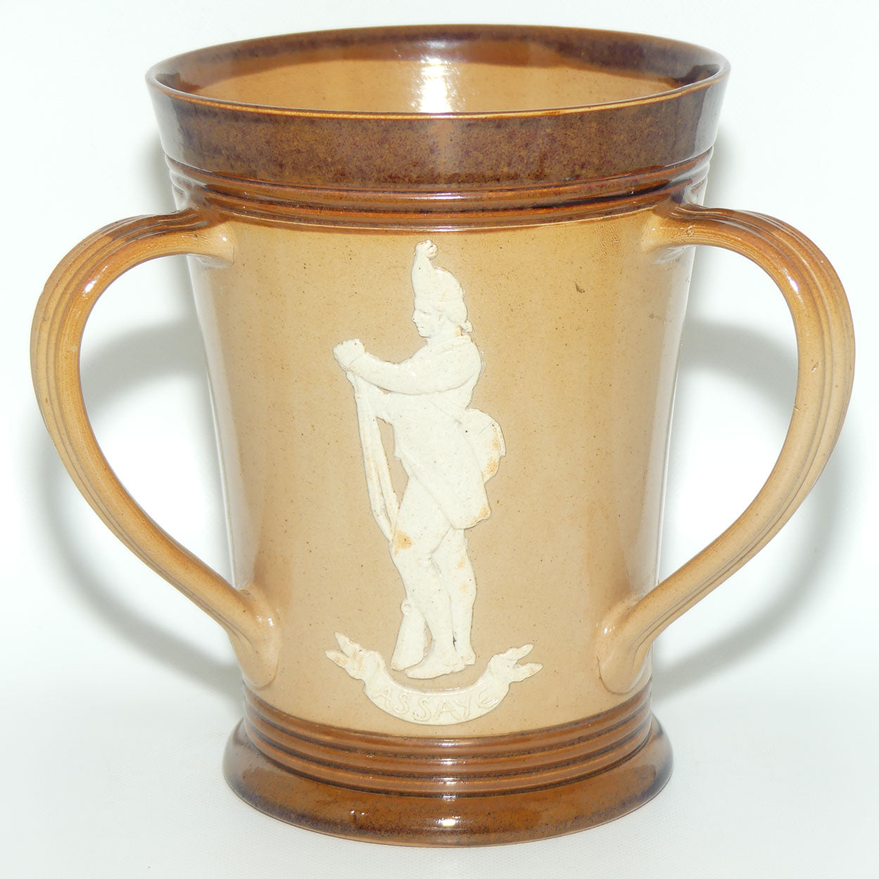 Doulton Lambeth stoneware tyg depicting soldiers