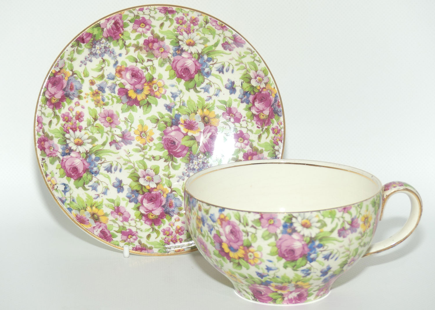 Royal Winton Summertime Chintz breakfast cup and saucer | Grandpa cup and saucer