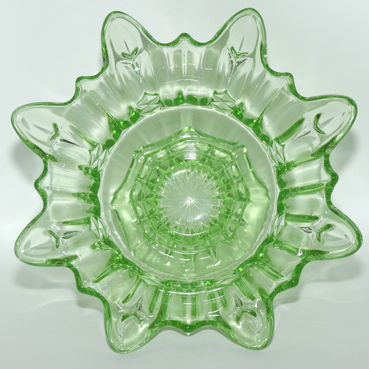 Sowerby Green Depression Glass large footed centrepiece bowl