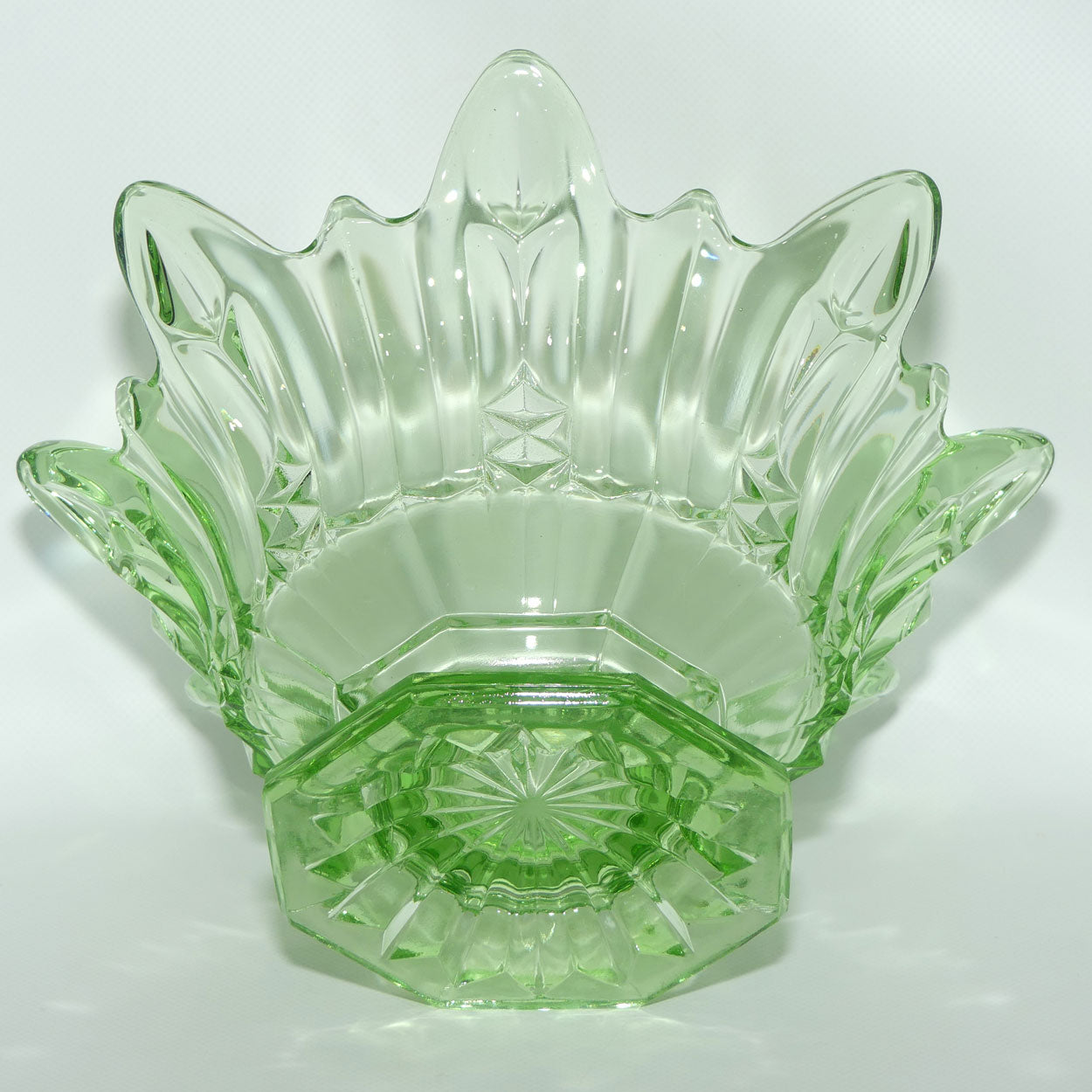 Sowerby Green Depression Glass large footed centrepiece bowl