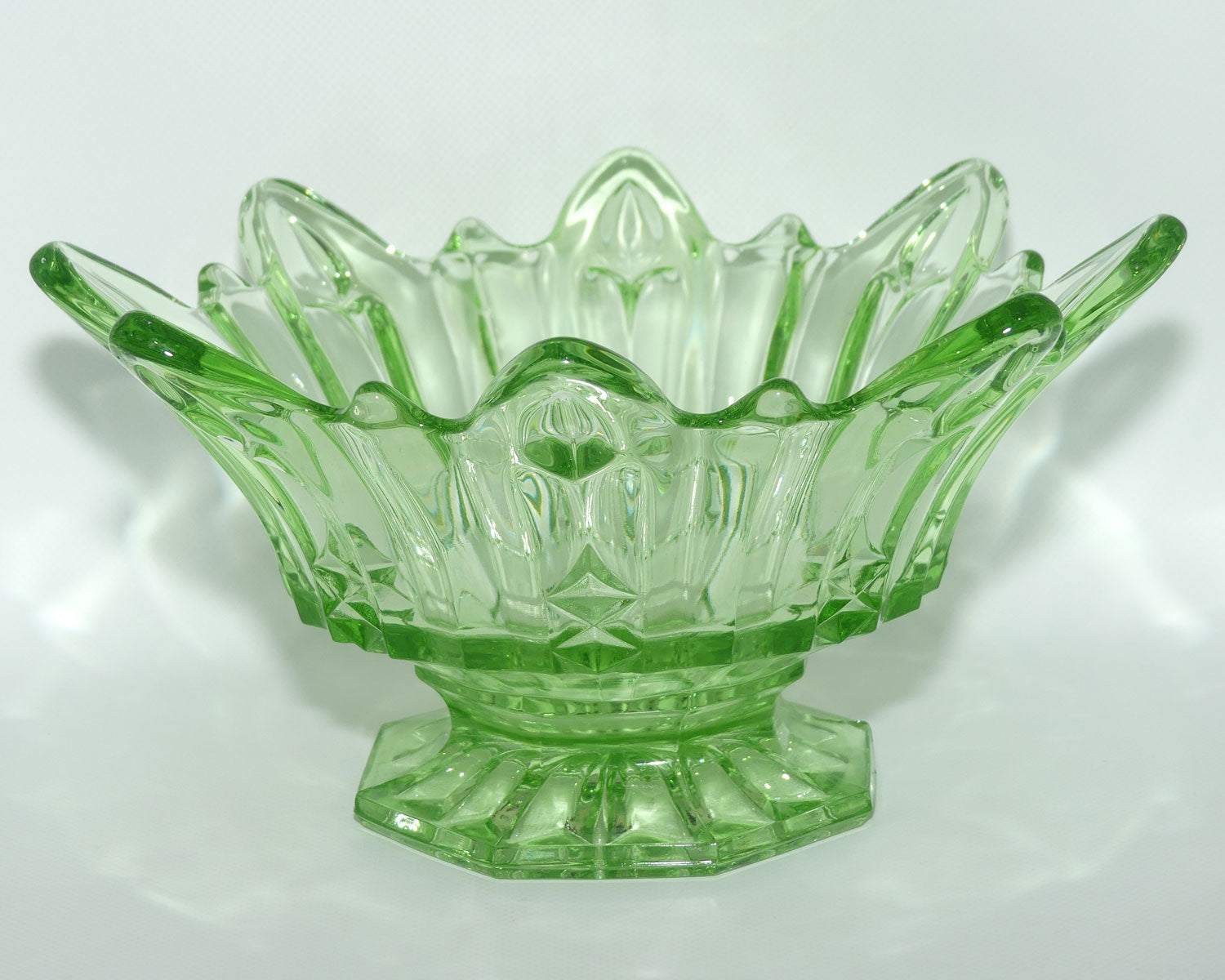Sowerby Green Depression Glass large footed centrepiece bowl