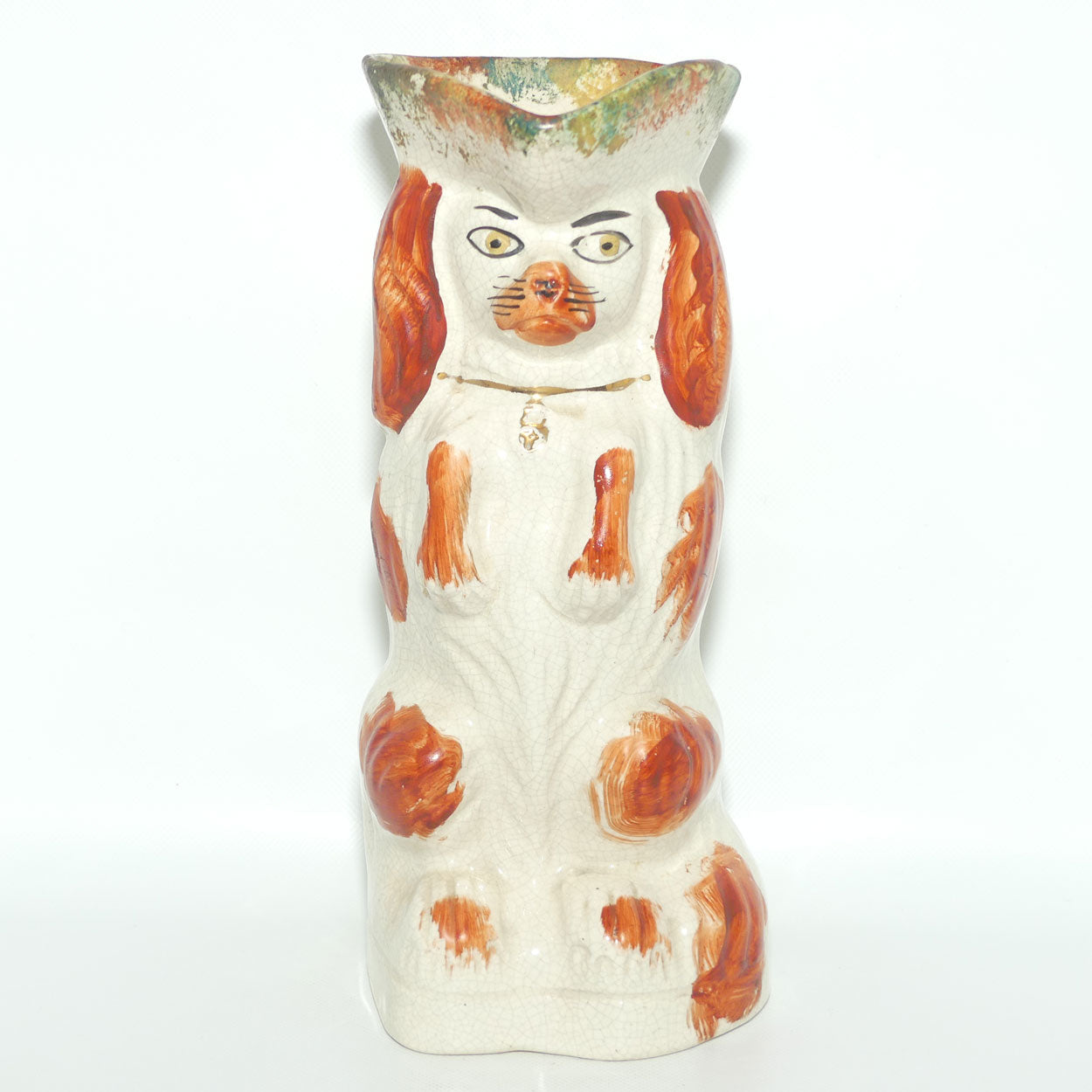 Antique Staffordshire Pottery Begging Spaniel Dog toby jug