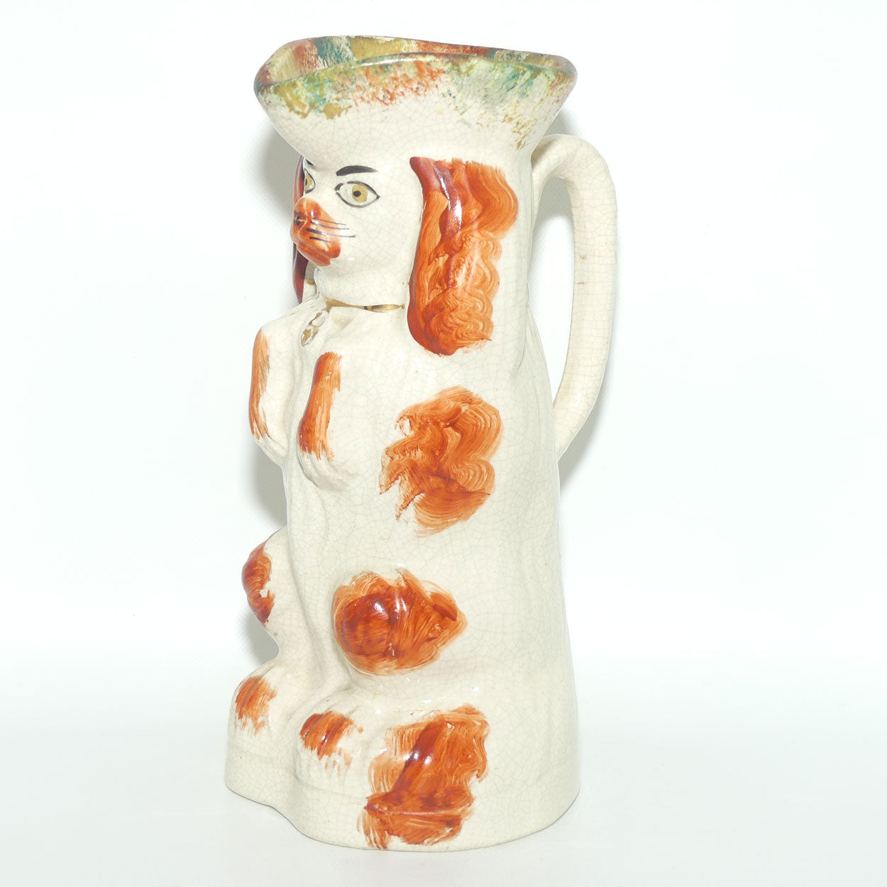 Antique Staffordshire Pottery Begging Spaniel Dog toby jug