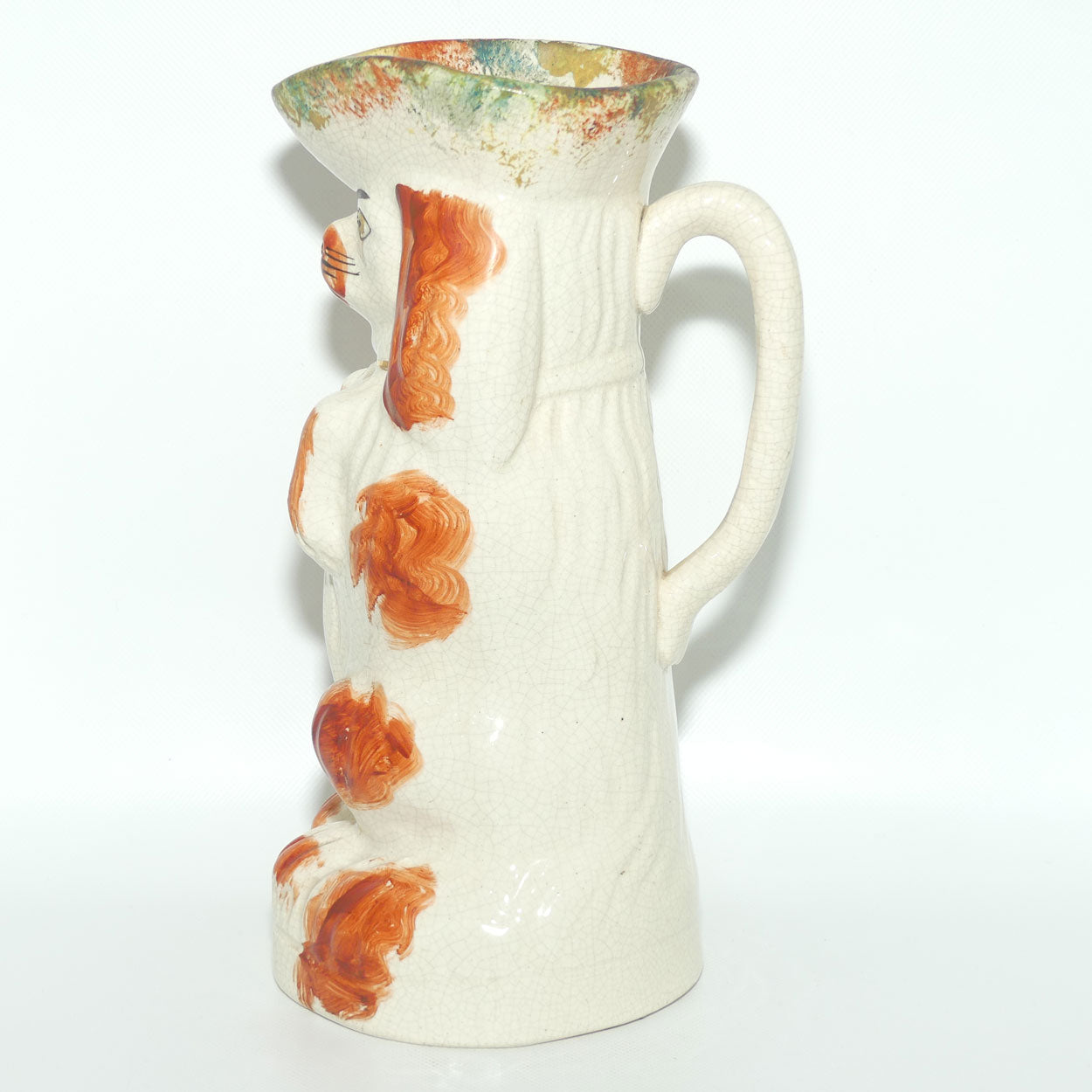 Antique Staffordshire Pottery Begging Spaniel Dog toby jug