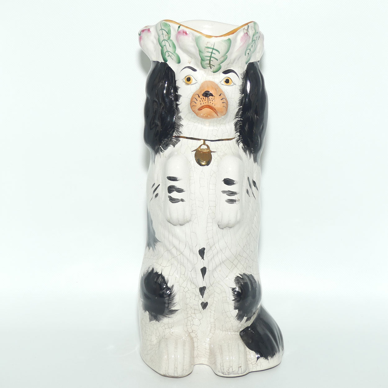 Antique Staffordshire Pottery Begging Spaniel Dog toby jug | Black