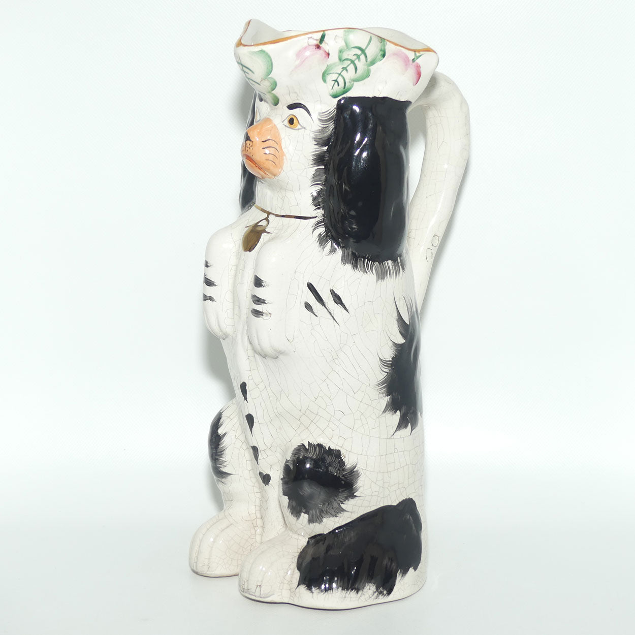 Antique Staffordshire Pottery Begging Spaniel Dog toby jug | Black