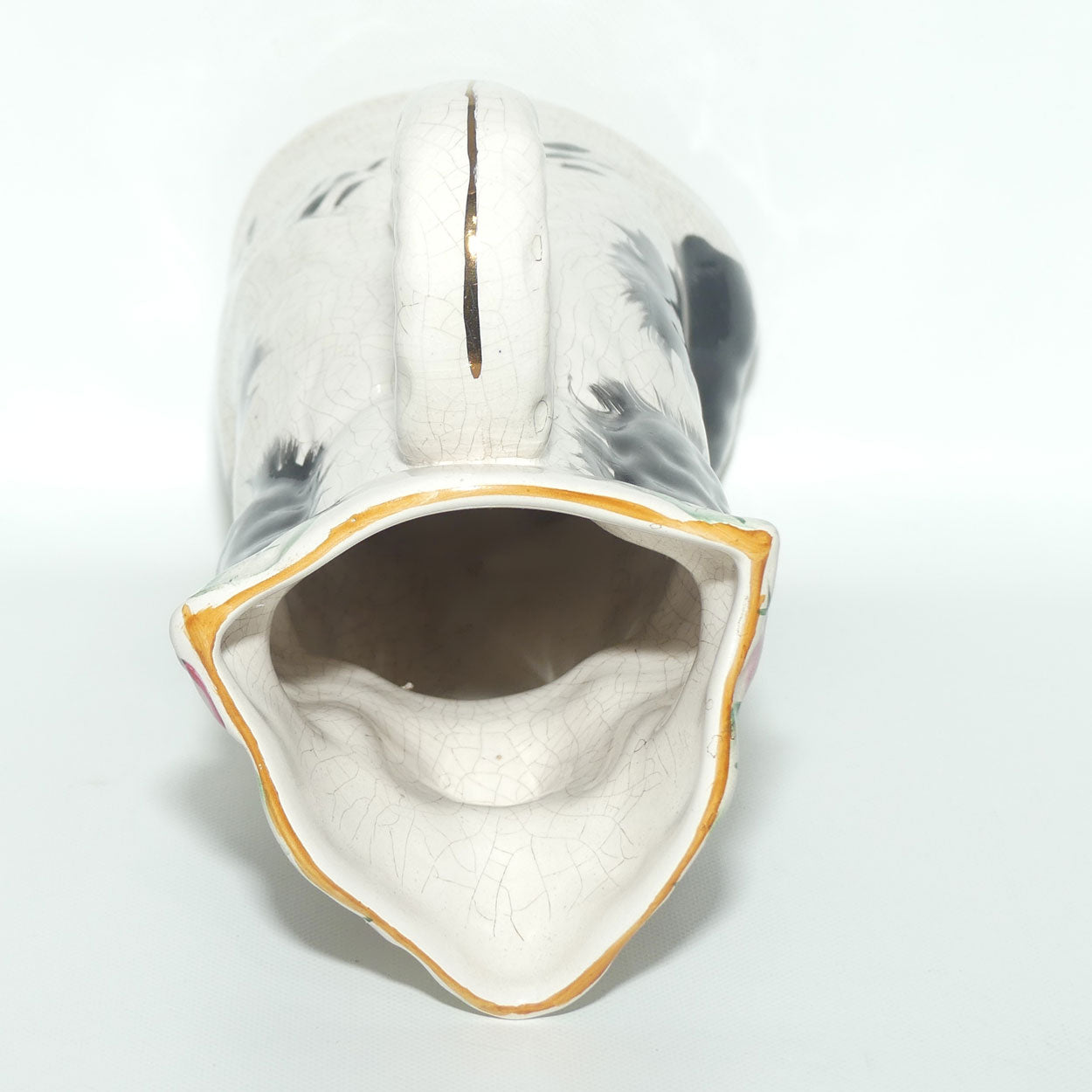 Antique Staffordshire Pottery Begging Spaniel Dog toby jug | Black