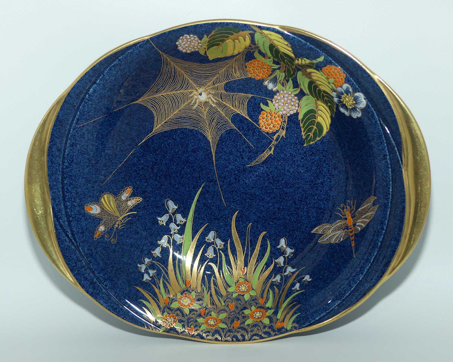 Carlton Ware gilt handle bowl | Spider Web and Dragonflies