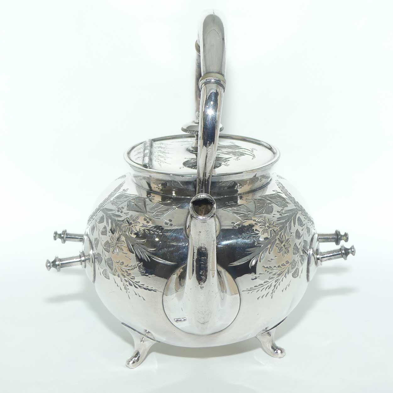 John Dixon and Sons EPBM silver plated spirit kettle on stand