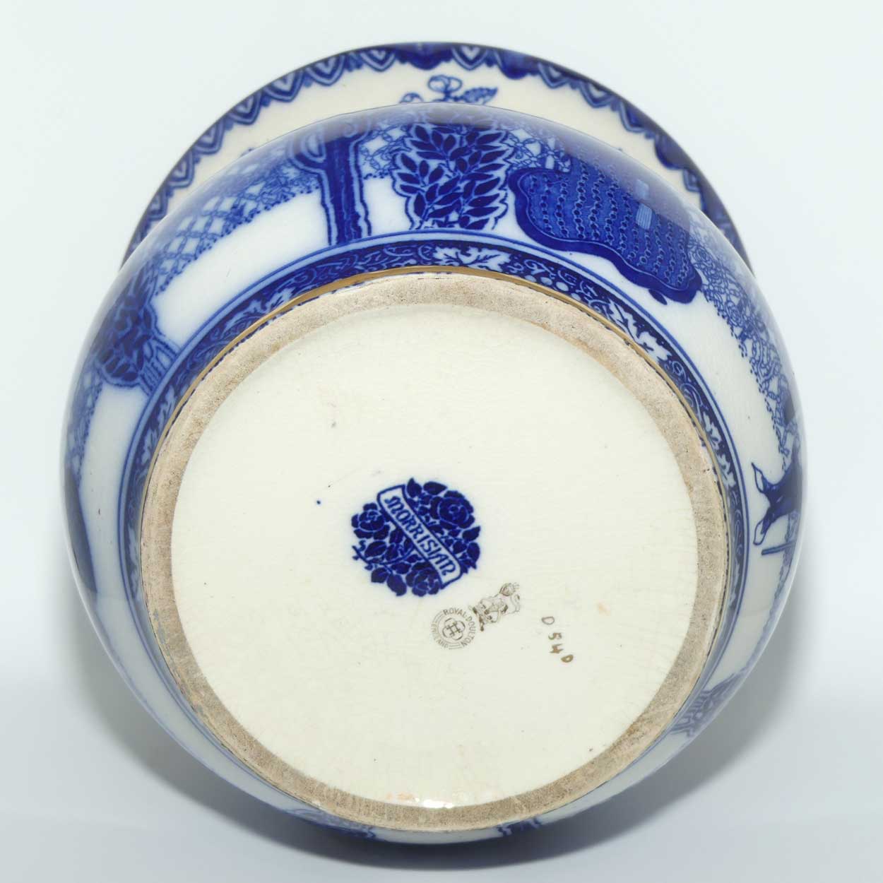 Royal Doulton Flow Blue and Gilt Morrisian fern pot | Depicts Will H. Bradley's Eastern Figures D540