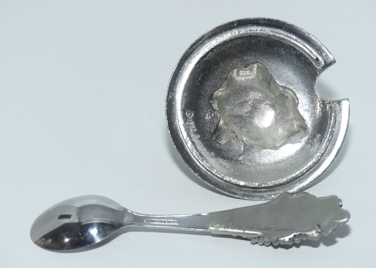 Seagull Pewter Grape and Vine lidded pot and spoon