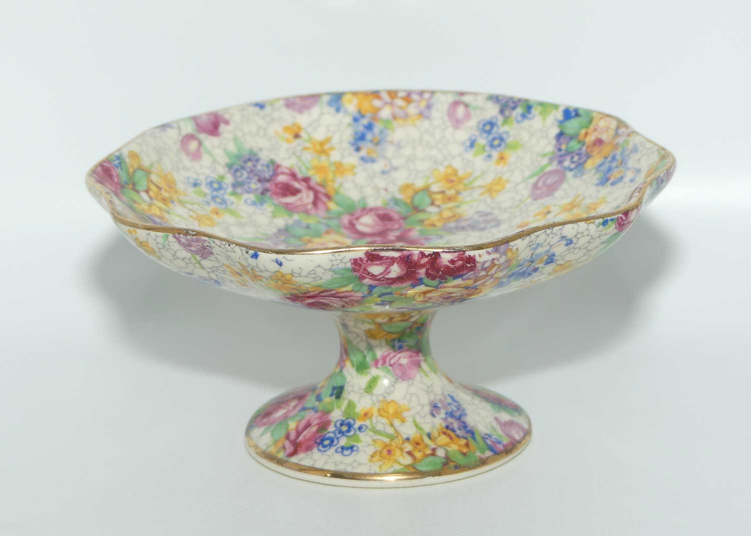 Royal Winton Chintz Spring pattern fluted edge comport