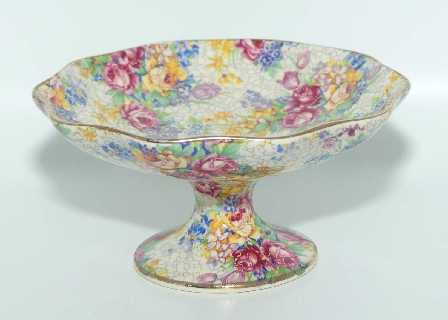 Royal Winton Chintz Spring pattern fluted edge comport